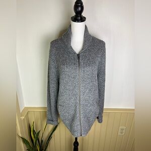 1901 NWT Nordstrom Men’s M Gray Zip Front Cardigan Sweater Mohair Wool Preppy
